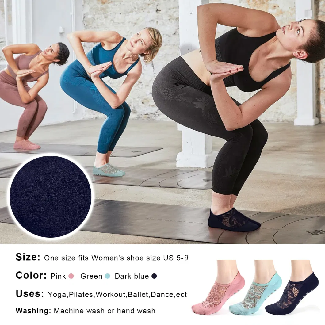 2023 Fashionable Women Lace Floral Mesh Pilates Barre Breathable Nonslip Yoga Socks