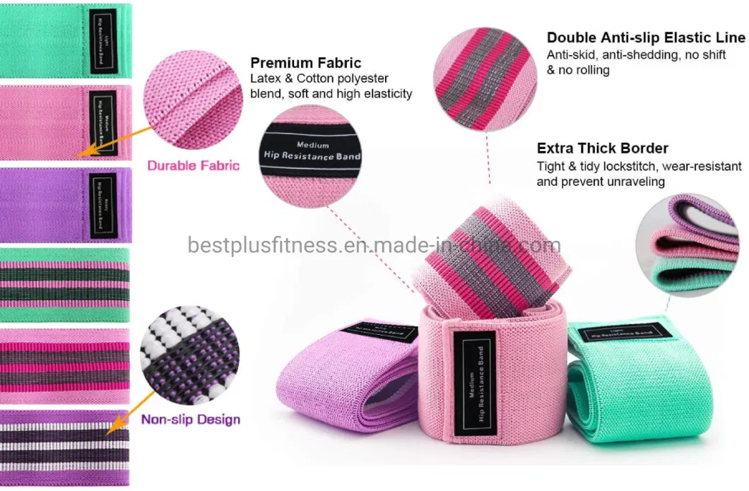 Training Bands Polyester Fabric Resistance Booty Bands for Exercise with Logo for Exercise