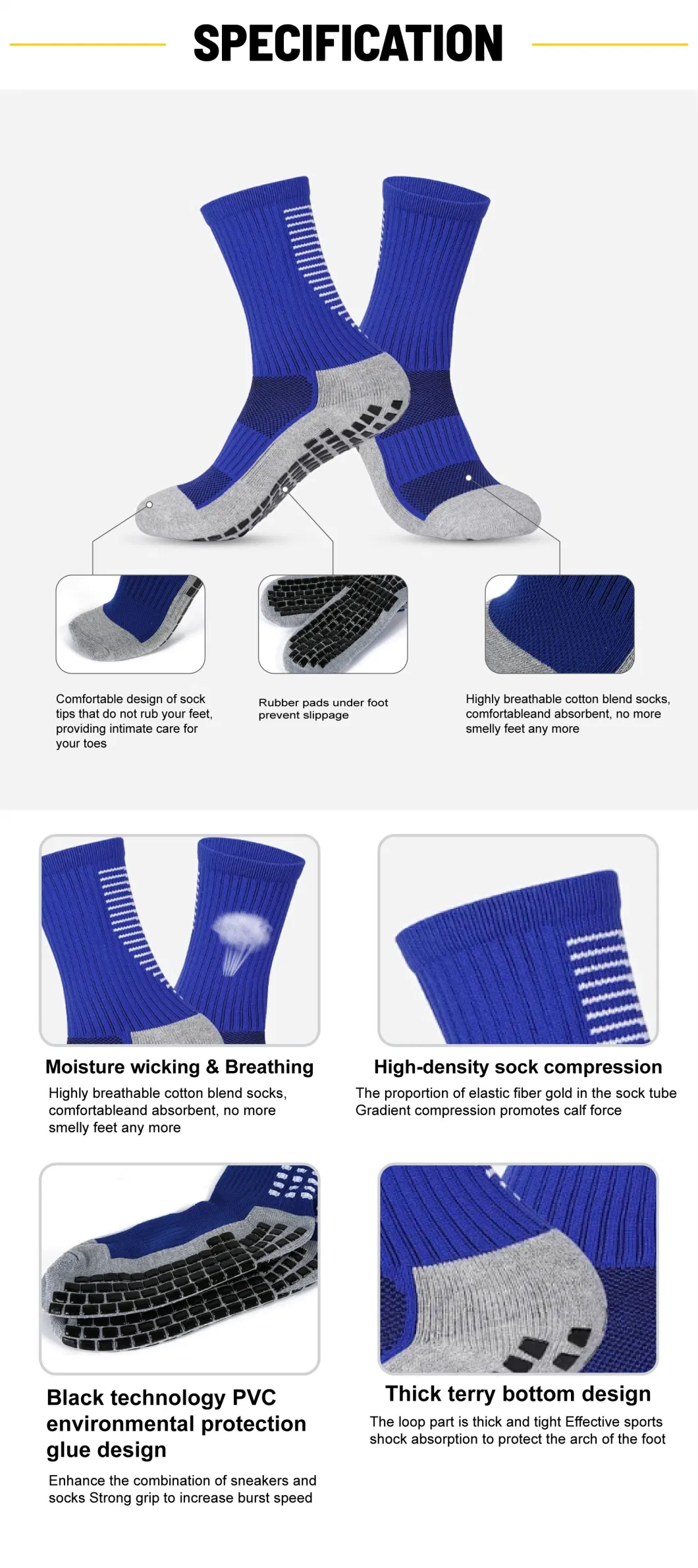 Custom Basketball Grip Soccer Long Anti Slip Stockings Sports Football Socks