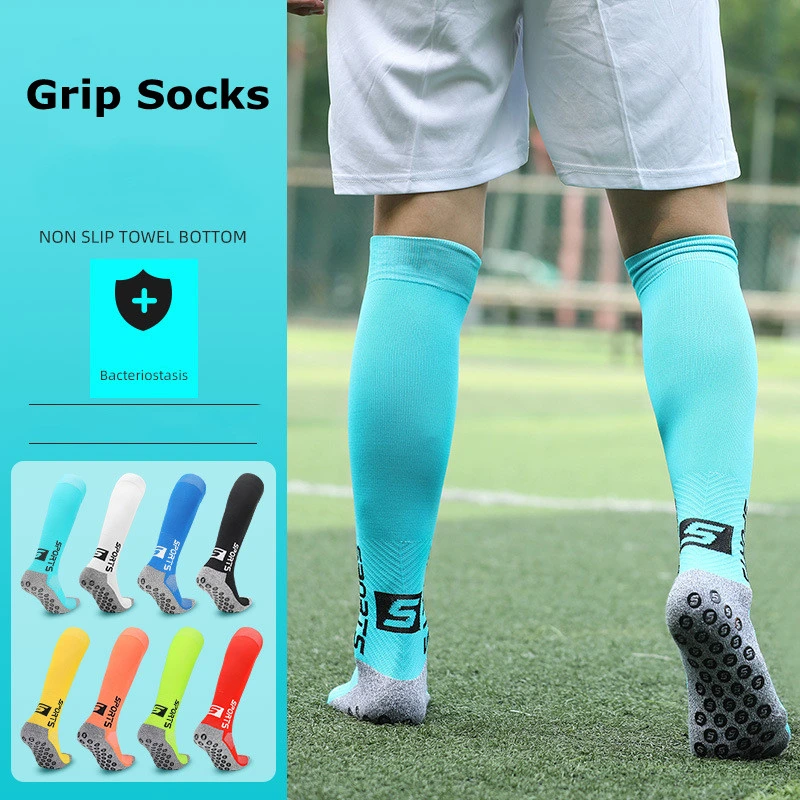 Wholesale Sport Unisex Soccer Football Non Slip Grip Crew Cotton Socks Anti Slip Soccer Men Cotton Basketball Rugby Sports Crew Football Grip Socks