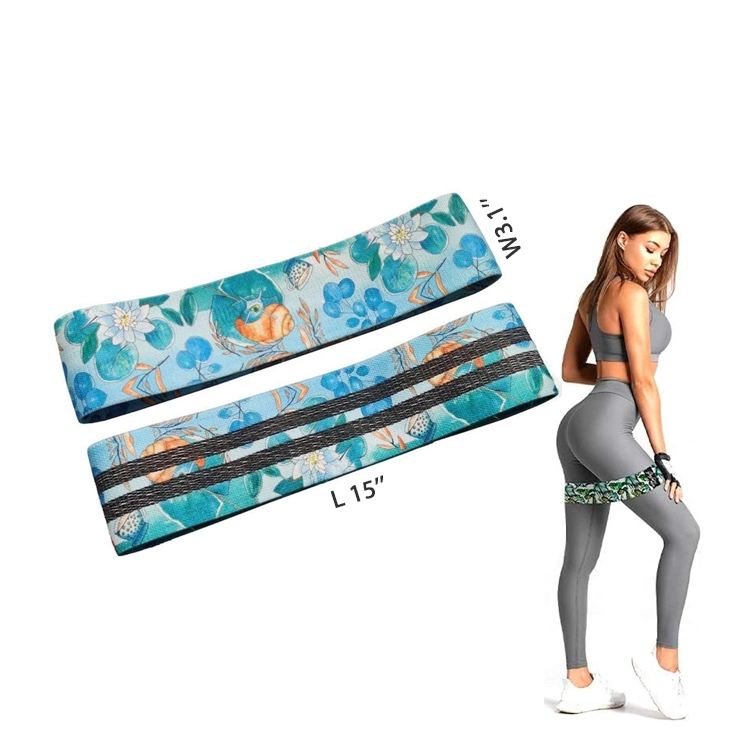Custom Printed Camouflage Fabric Exercise Fitness Pilates Hip Loop Band, Leopard Butt Workout Resistance Bands Set, Colorful Yoga Fitness Equipment Band
