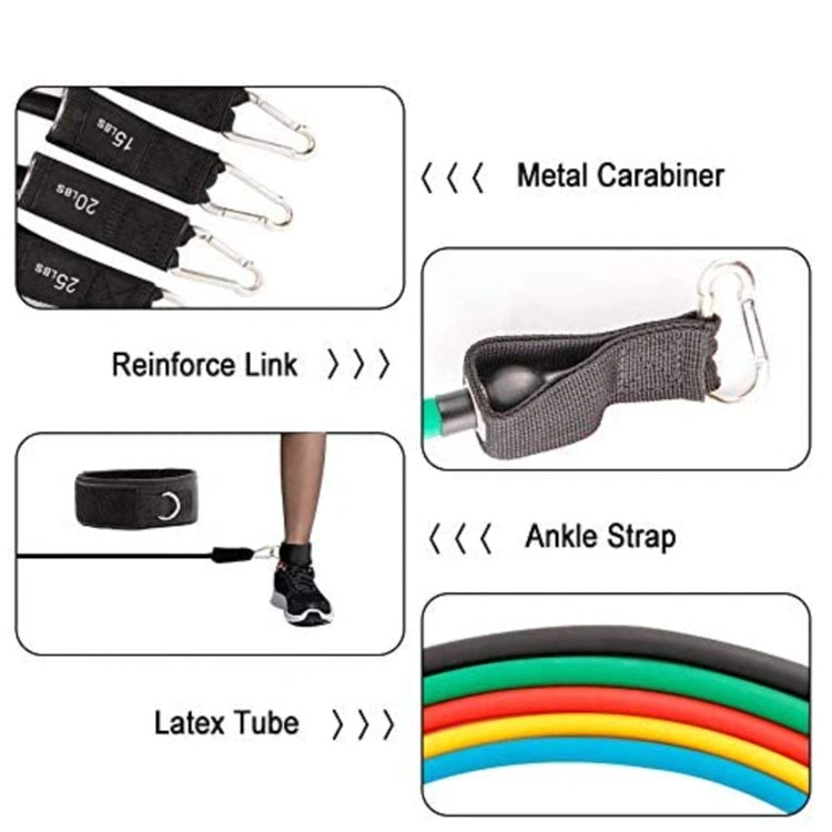 Exercise Resistance Bands Set, - 5PCS Stackable Latex Resistance Bands with Door Anchor, Handles and Ankle Straps and Carrying Case