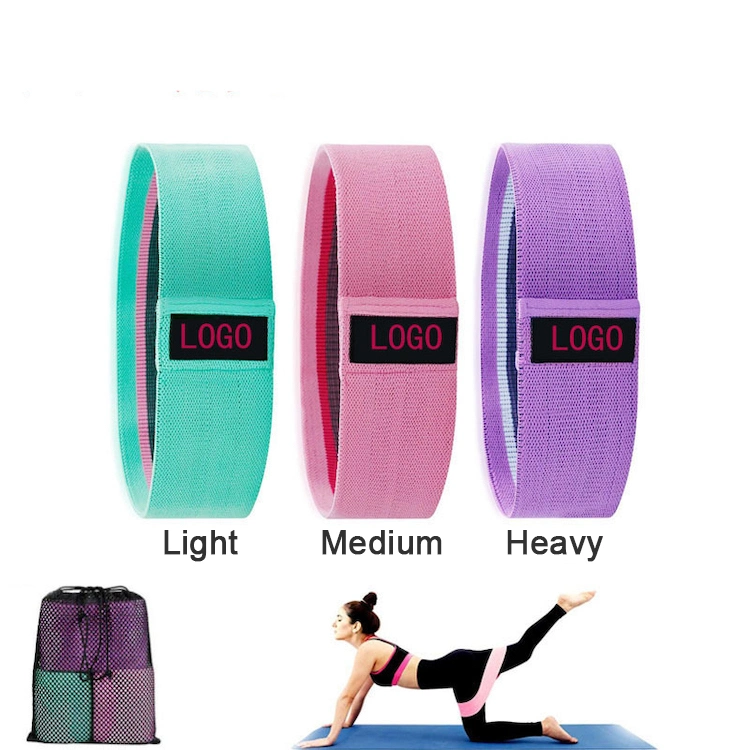 Factory Price Upgrade 5 Resistance Levels Home Gym Yoga Bands 5PCS/Set, Custom Printed Non-Slip Fabric Resistance Band for Women Hip and Legs Squat Exercise