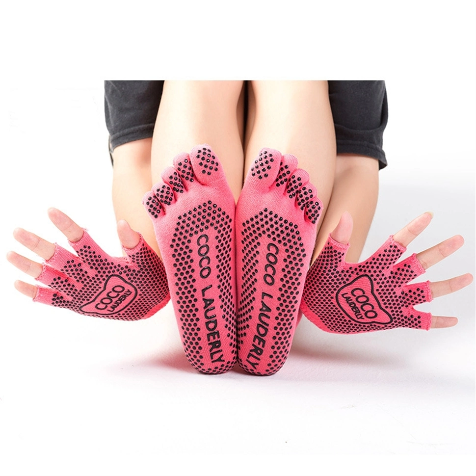 Yoga Socks Gloves Set with Grips, Non Slip for Women Yoga Dance and Pilates &amp; Workouts with Toes