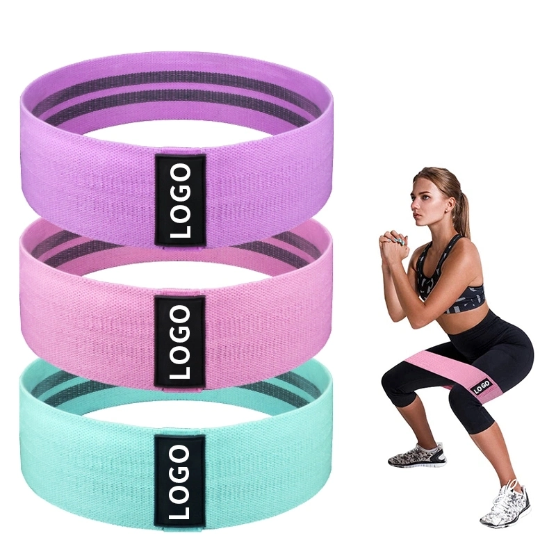 Custom Printed Exercise Hip Fabric Fitness Yoga Elastic Belt Loop Resistance Band