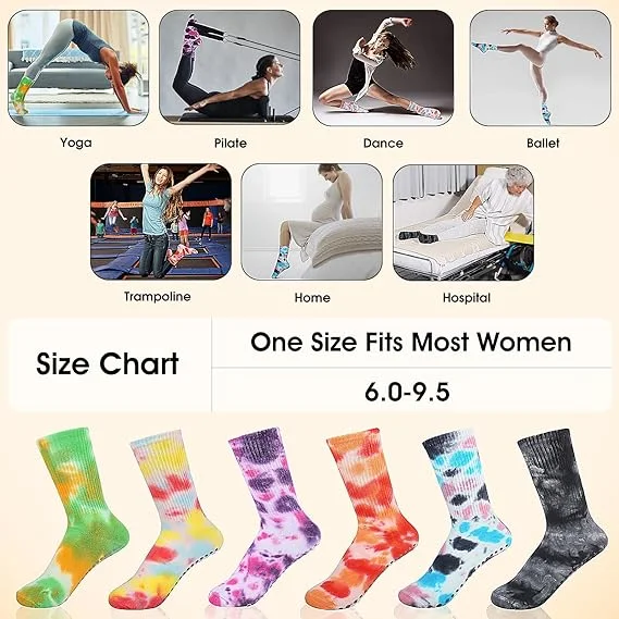 Pilate Grip Socks for Women Anti Slip Yoga Socks with Grips Hospital Socks- Solid Color Bulk Athletic Socks