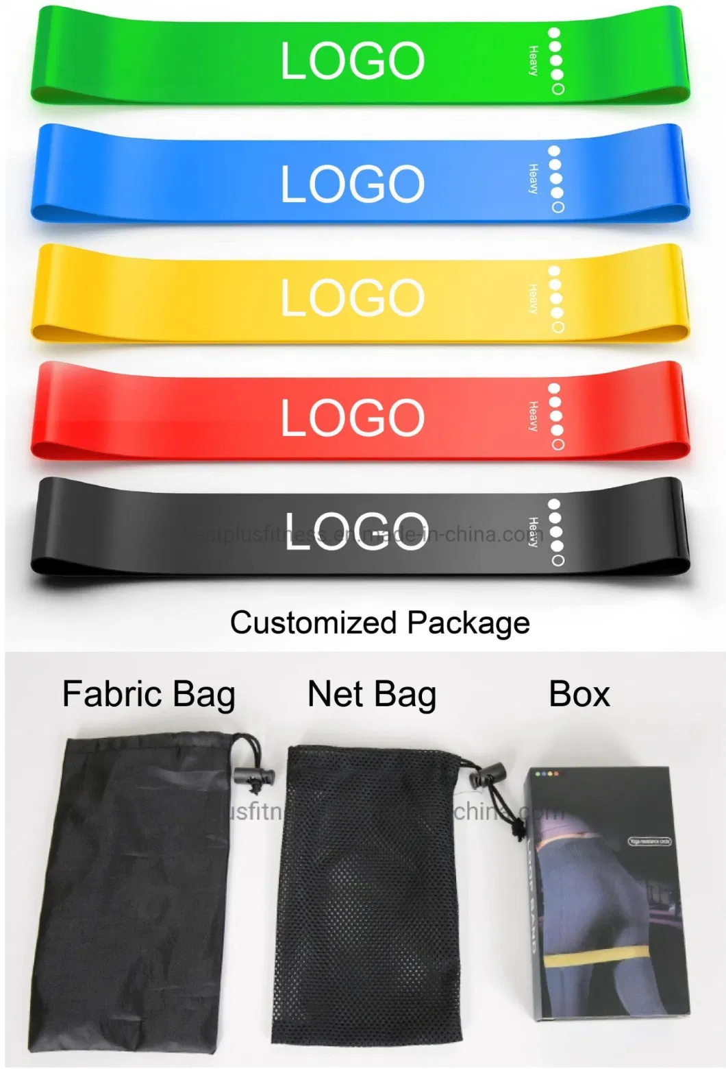Resistance Fitness Exercise Loop Bands with 5 Different Resistance Levels - Free Stylish Carrying Case Included - Ideal for Home Gym Yoga Workouts Training