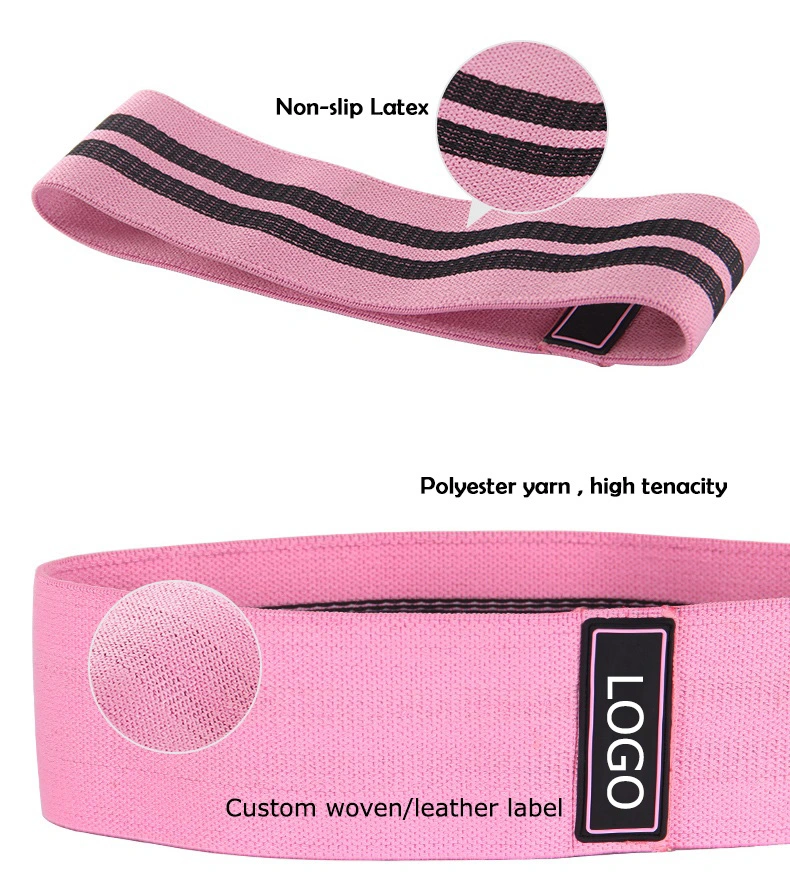 Custom Printed Silicone Woven Elastic Band Fitness Fabric Hip Circle Exercise Resistance Bands