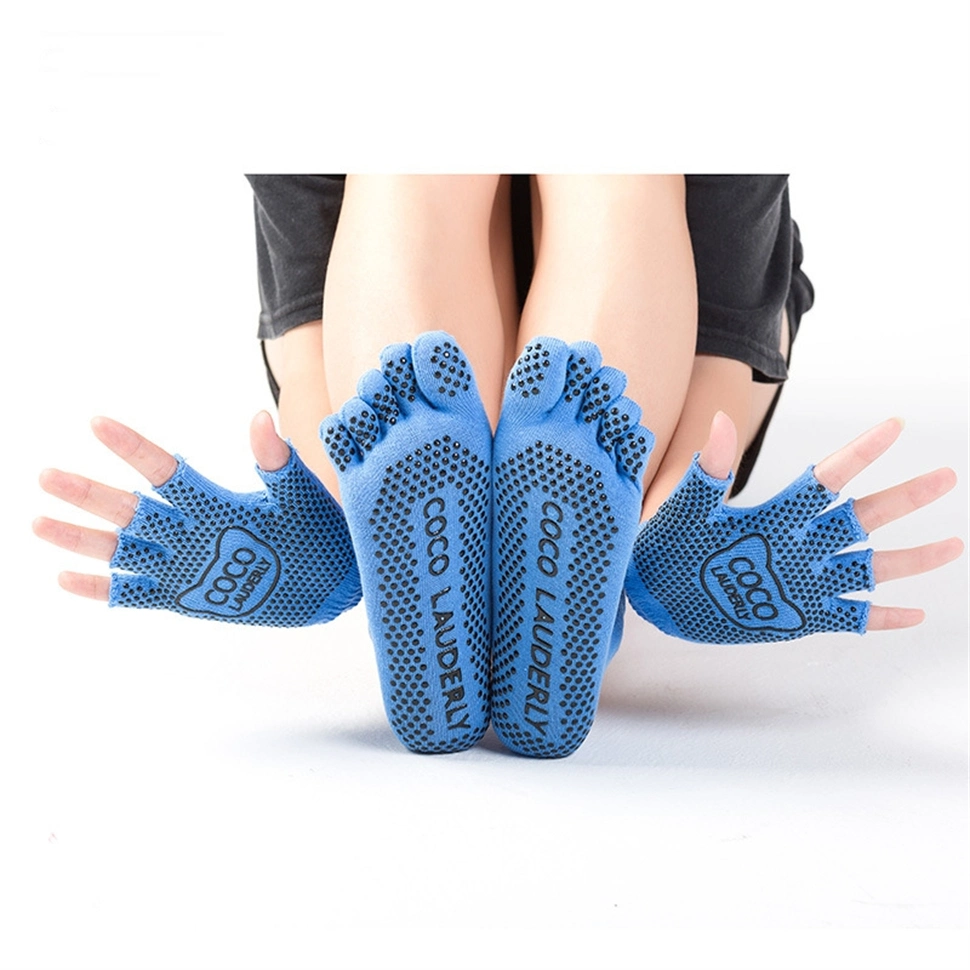 Yoga Socks Gloves Set with Grips, Non Slip for Women Yoga Dance and Pilates &amp; Workouts with Toes