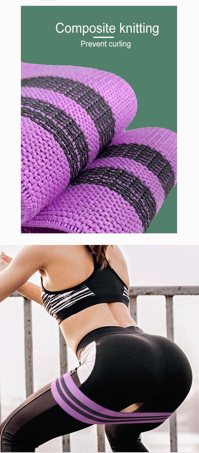 Fabric Resistance Loop Exercise Bands Set Non Slip Workout Bands for Legs
