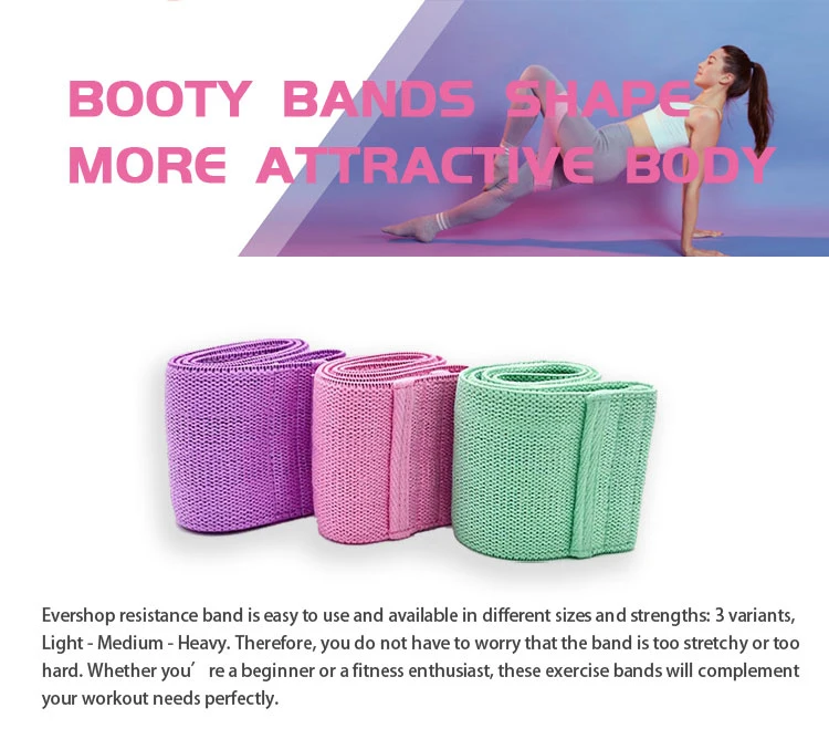 Hot Sale Yoga Pilate Fitness Adjustable Cotton Booty Hip Band for Women Endurance Training