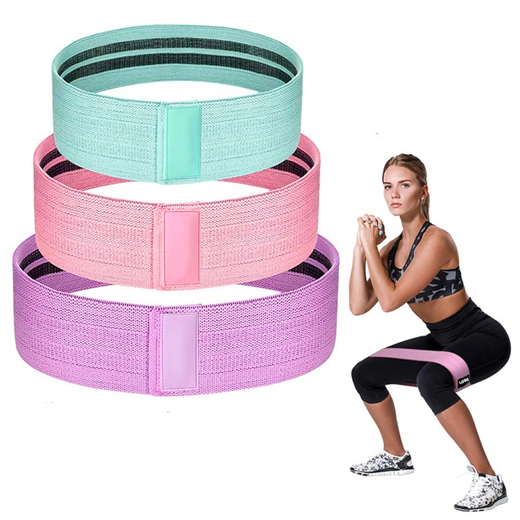 Custom Logo Elastic Exercise Workout Bands Stretch Hip Circle Fabric Booty Band Gym Fitness Resistance Loop Yoga Band