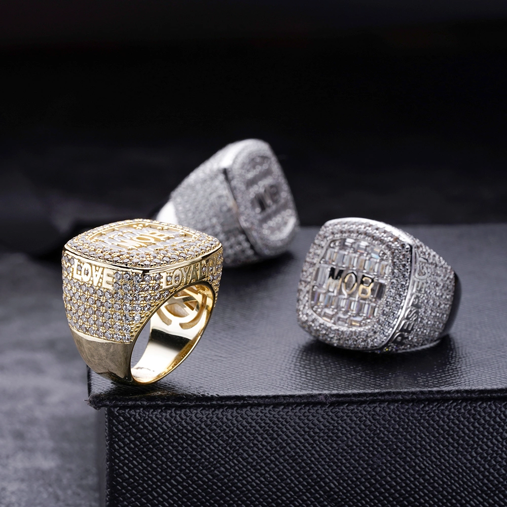 Hip Hop Ring Fashion Jewelry 925 Silver Iced out Moissanite 14K Gold Football Basketball Championship Ring Band