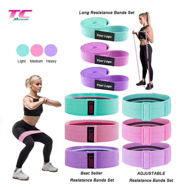 Dongguan Yoga Equipment Factory Directly Sale Stretch Hip Circle Loop Bands Set, Custom Logo Yoga Fitness Fabric Resistance Band for Squat Pilates Training