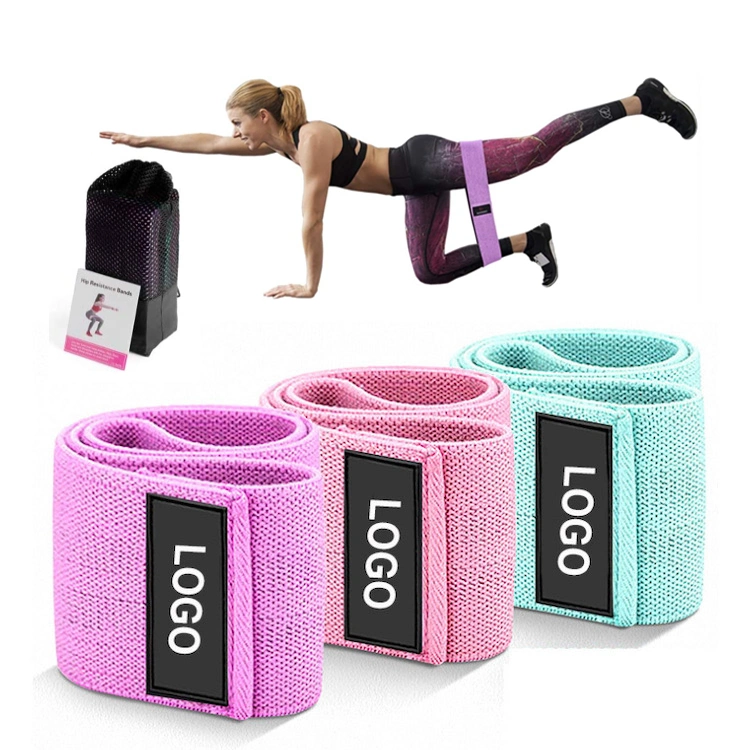 Anti-Slip Workout/Fitness Resistance Bands Set, Custom Logo Fabric Stretch Resistance Loop Belt Band for Home Gym Exercise Yoga Booty Hip Squat Training