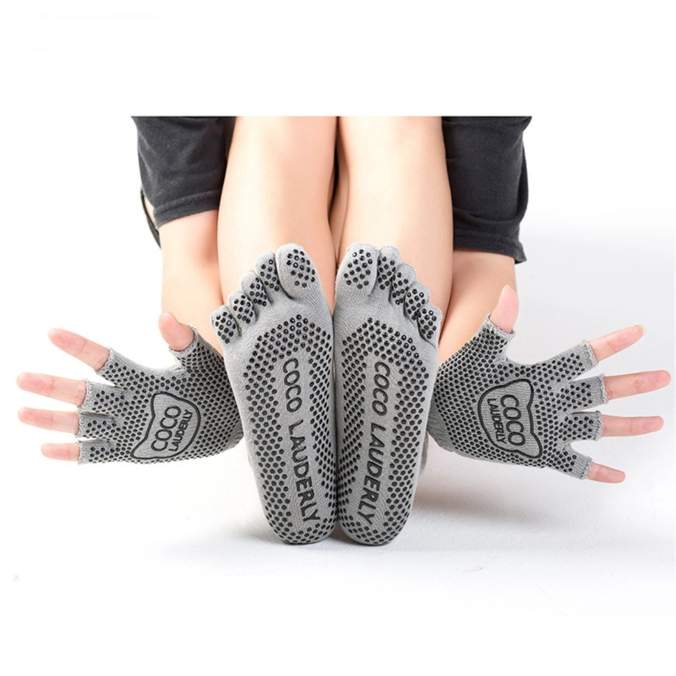 Yoga Socks Gloves Set with Grips, Non Slip for Women Yoga Dance and Pilates &amp; Workouts with Toes