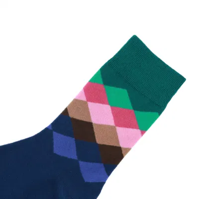 Unisex Customized Fashion Muster Baumwolle Crew Herren Kontrast Stitching Gitter Witzige Socken Mit Rasterdesign