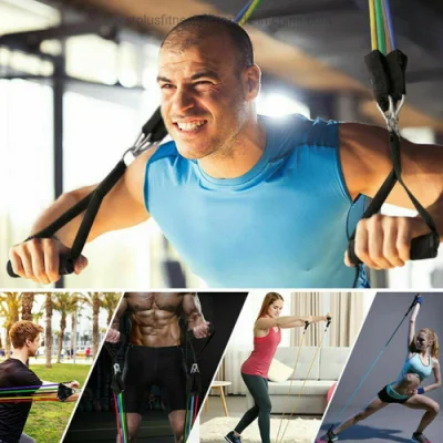 Custom Fitness Latex Training Yoga Tubes Pullups Elastisches Zugband 11PCS Widerstandsband Bar Set mit Griff für Yoga Pull-UPS