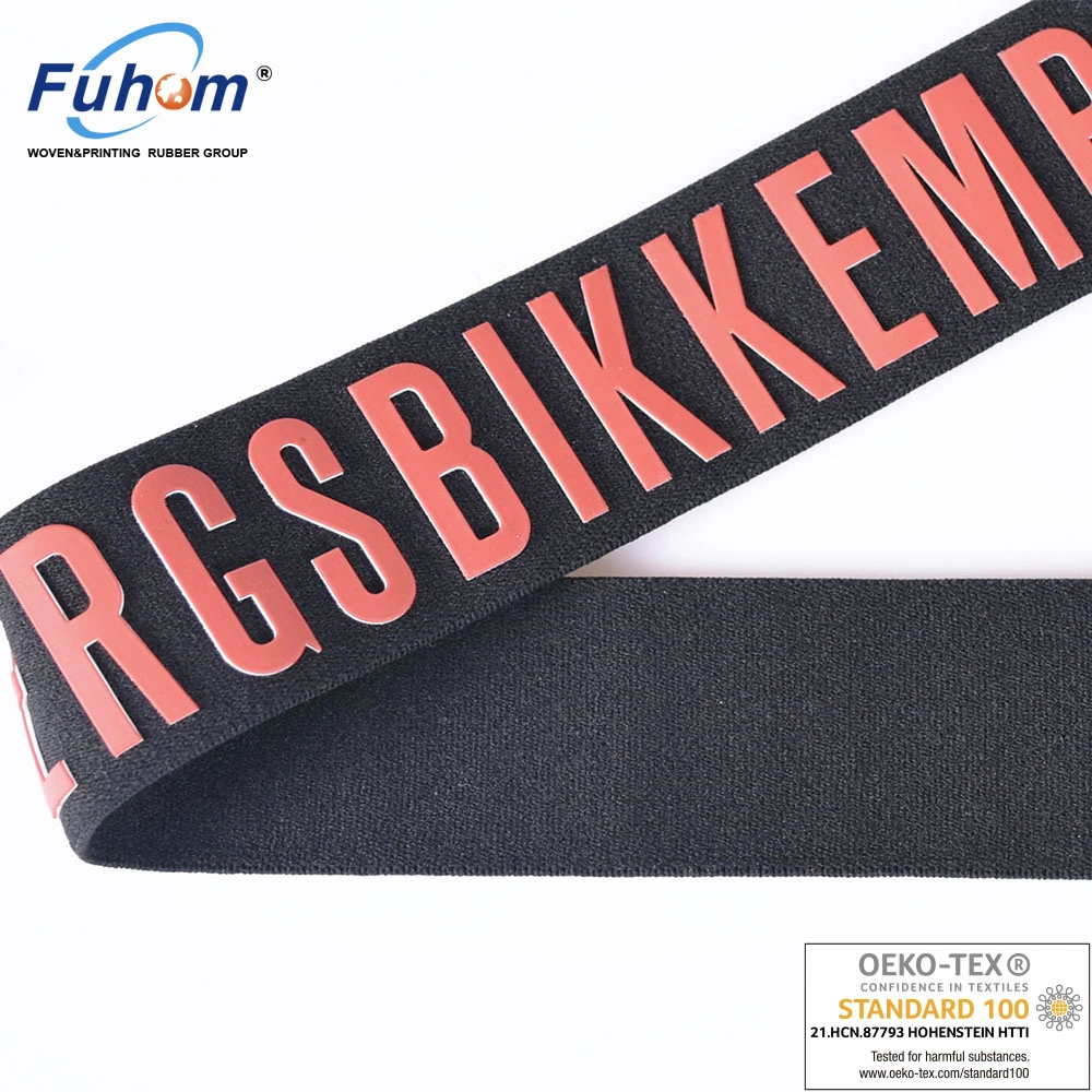 Custom 3D Silicone Logo Printed Underwear Elastic Band for Men Boxer