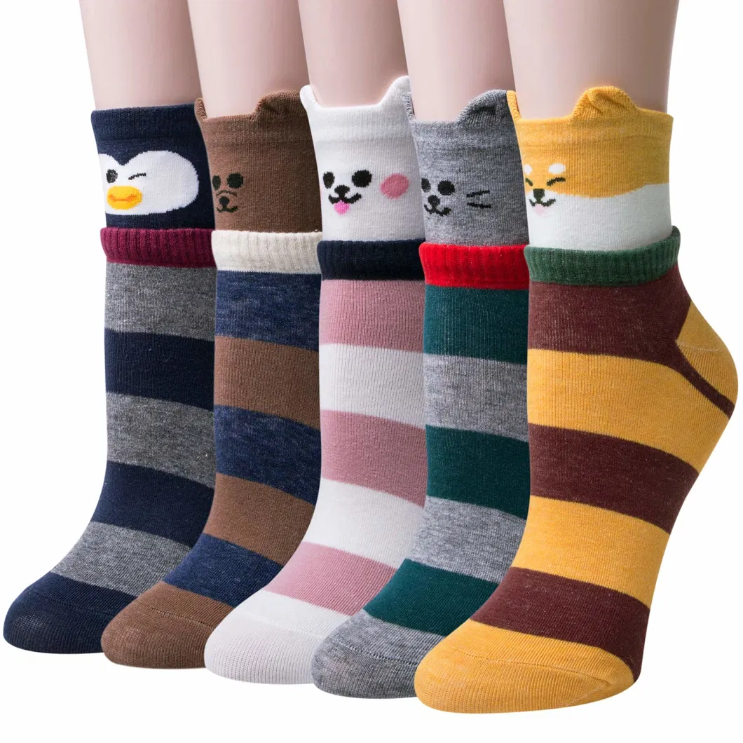 Wholsale Customized Womens Cute Dog Patterned Animal Socks Funny Casual Cotton Novelty Crew Socks