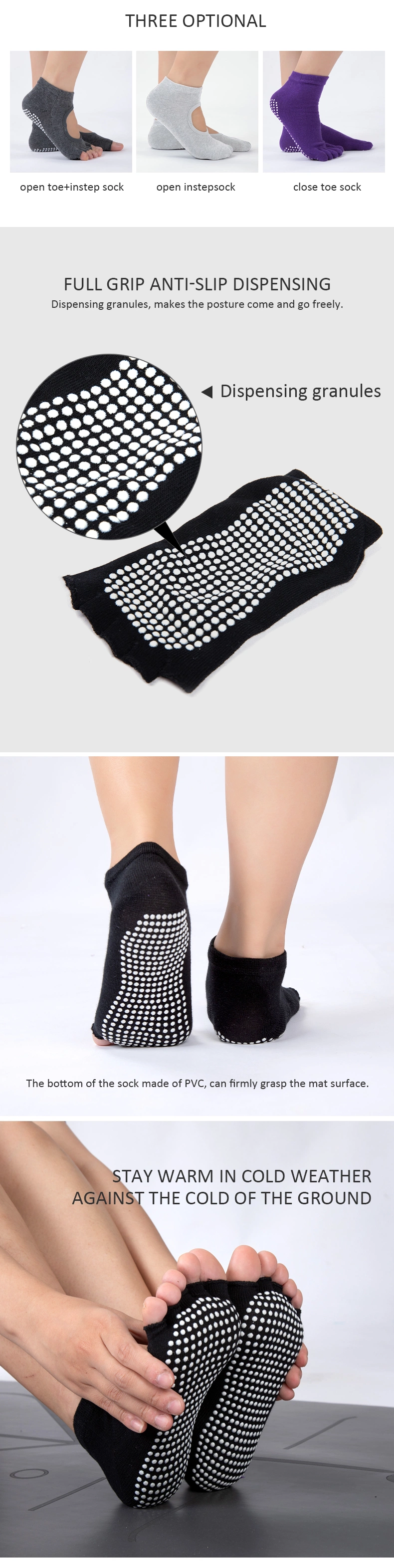 Sports OEM Silicon Cotton Breathable Anti-Rub Yoga Sock