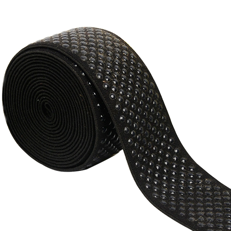 High Quality Black and Nude DOT Silicone Backed Elastic Webbing Gripper Band Tape Non Slip Ribbon for Garment Bra Accessory