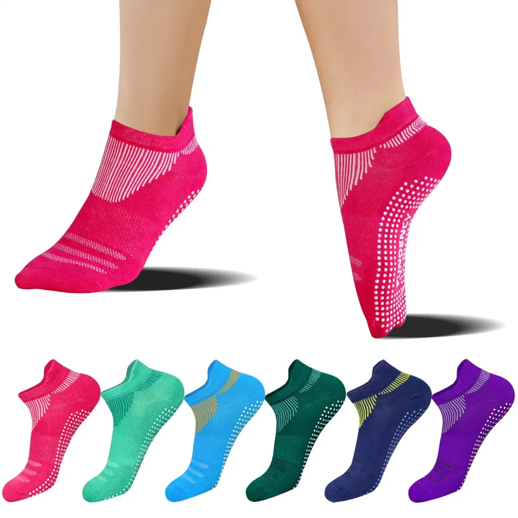 Custom Rubber Grips Yoga Sock Non Slip Anti Skid Pilates Ankle Grip Custom Best Design Trampoline Socks Women