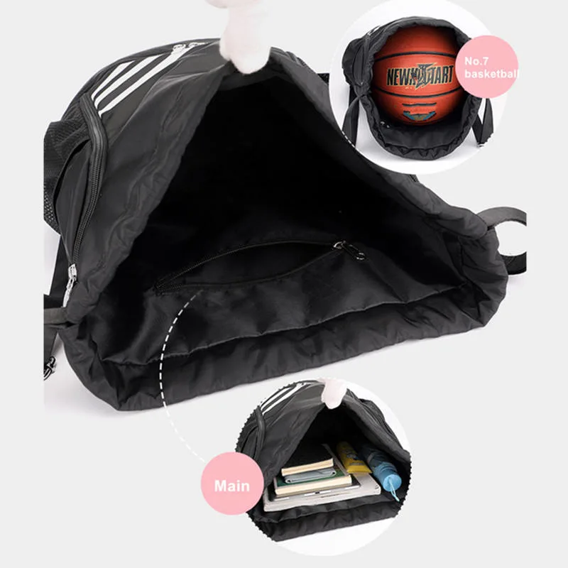 Portable Women&prime; S Sports Drawstring Bag for Shoes Male Cycling Basketball Storage Travel Polyester Nylon Gym Backpack