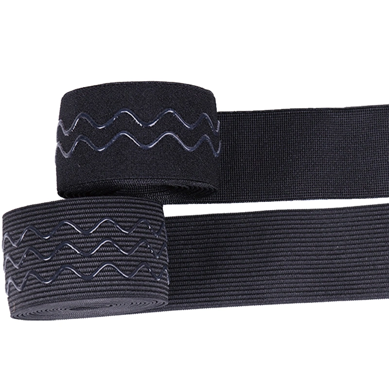 Wholesale Custom Logo Durable Anti-Slip Elastic Band Webbing Wave Silicone Griper Tape Garment Accessories for Clothing