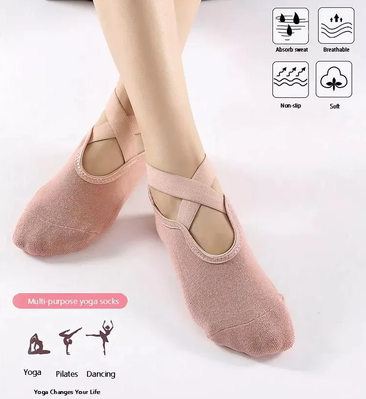 Women Yoga Socks Anti-Slip Bandage Sports Ladies Girls Dance Sock Slippers