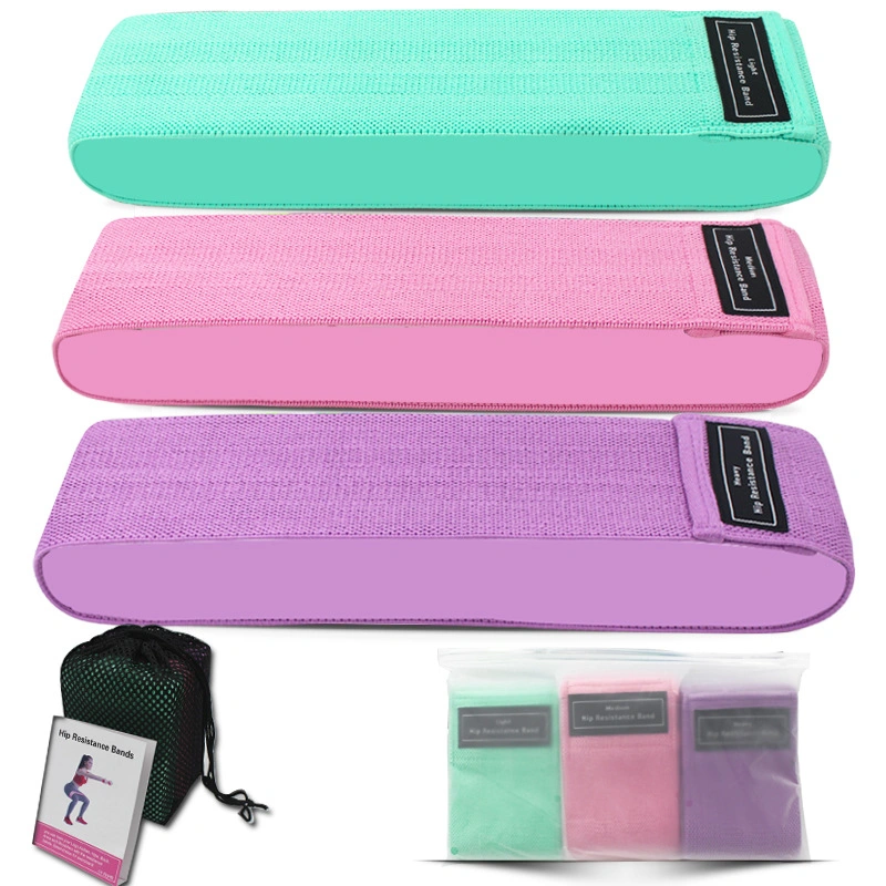 Wholesale Custom Logo Exercise Bands Set 3 Level Fabric Elastic Resistance Bands