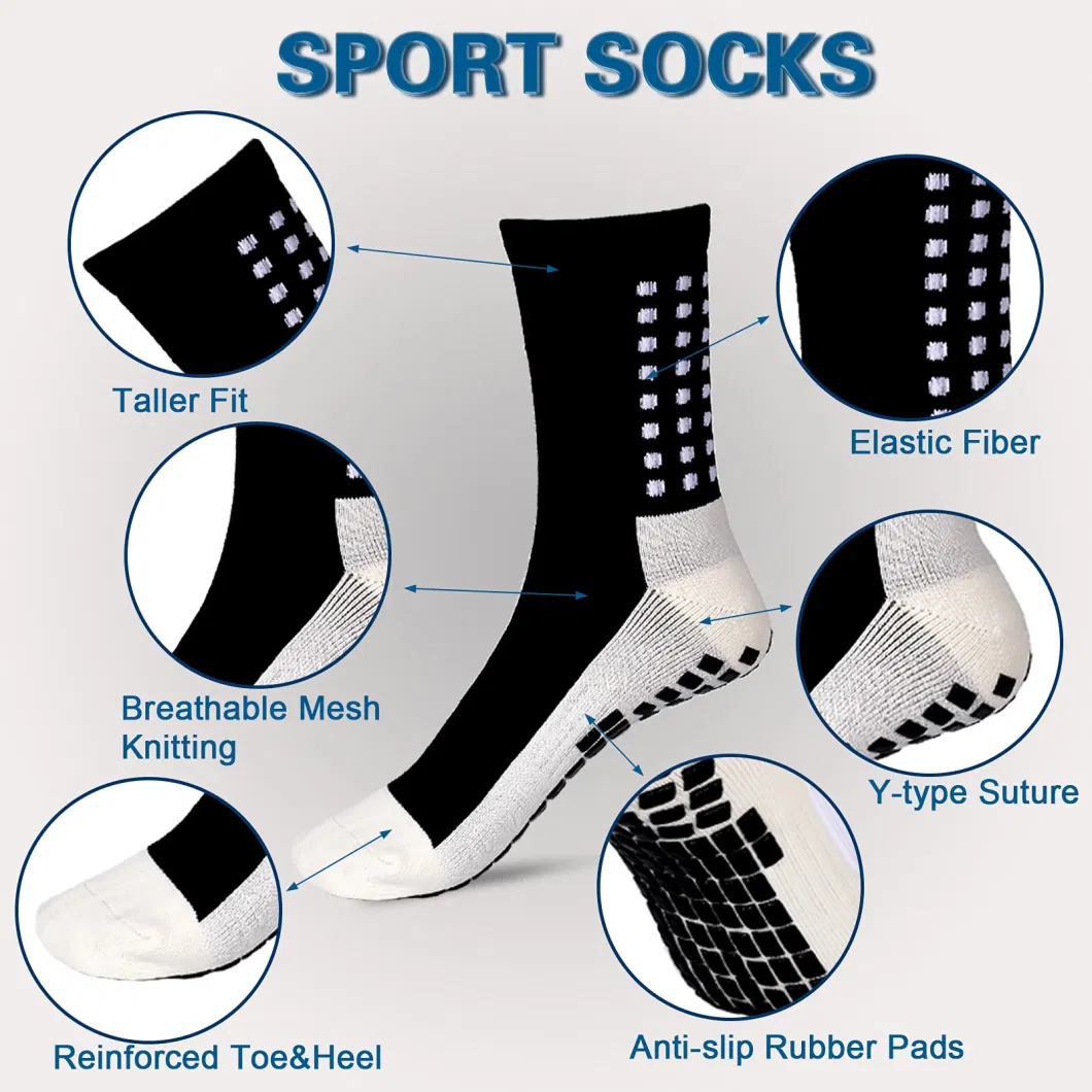 Non Slip Sport Soccer Socks Anti Slip Football Grip Socks Unisex Athletic Sports Socks with Rubber Dots Breathable Basketball Socks for Hiking Running