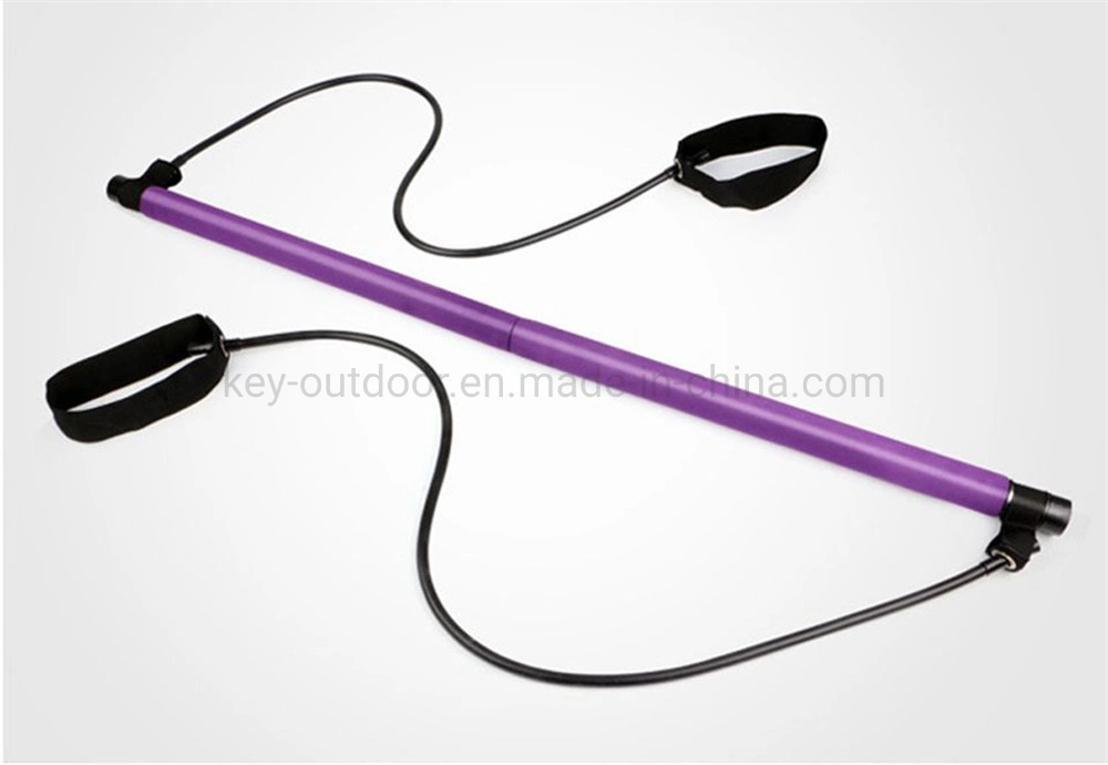 Portable Pilates Bar Gym Stick Yoga Stretch Strap Exercise Bar Pilates Rod Resistance Bands Whole Body Workout Power Lifting Fit