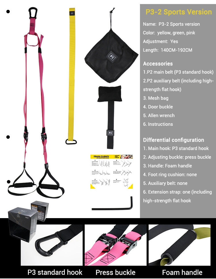 P3-4 Adjustable Bodyweight Resistance Bands with Handles Door Anchor Straps