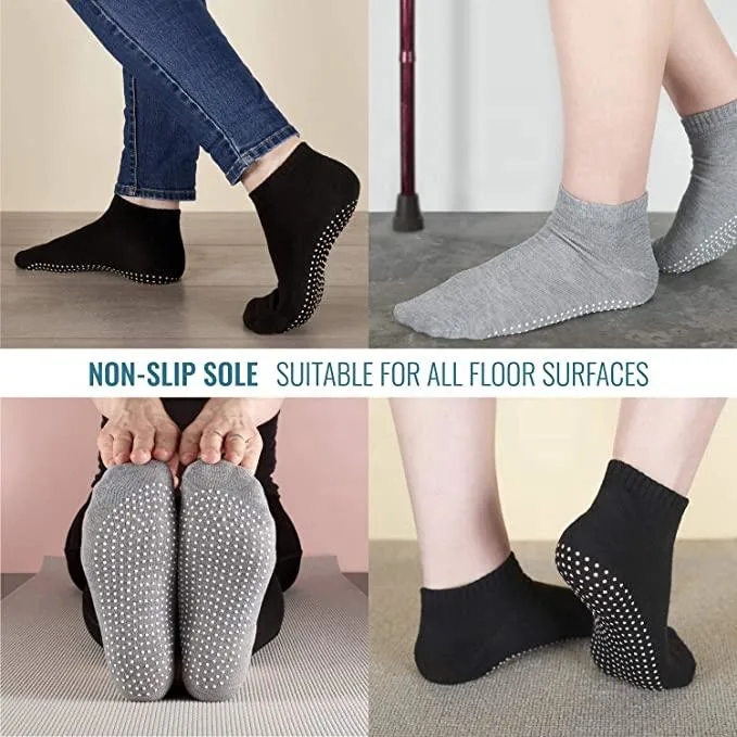 Custom Rubber Grips Yoga Sock Non Slip Anti Skid Pilates Ankle Grip Custom Best Design Trampoline Socks Women