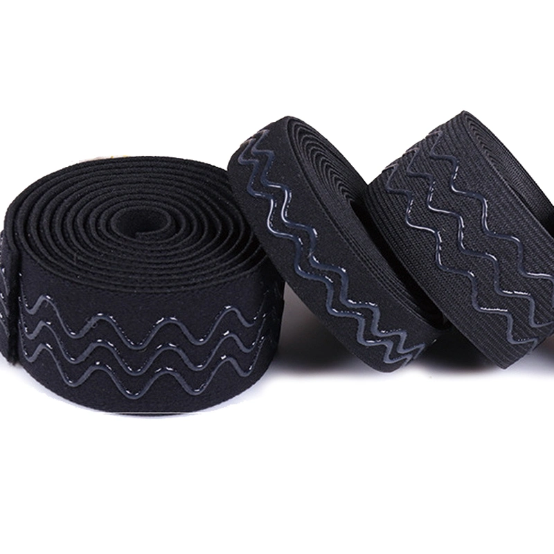 Wholesale Custom Logo Durable Anti-Slip Elastic Band Webbing Wave Silicone Griper Tape Garment Accessories for Clothing