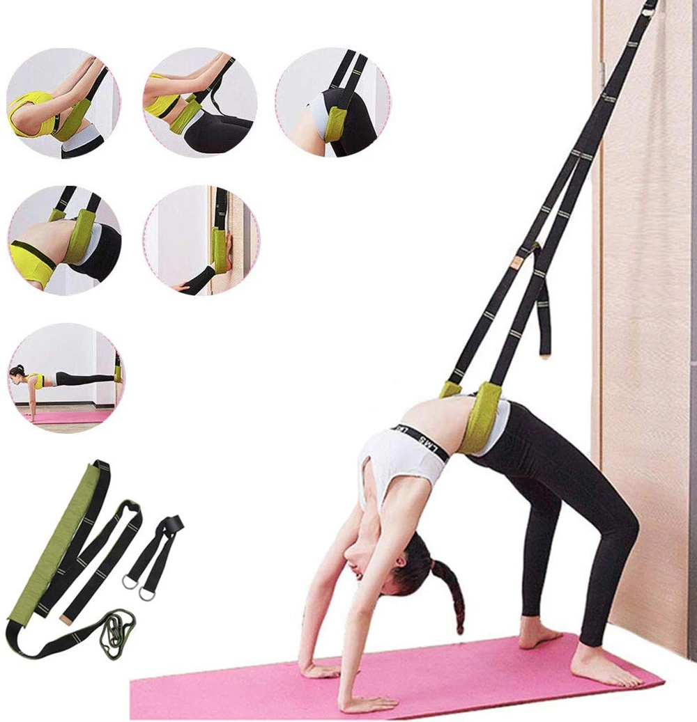 Yoga Leg Stretcher Strap W/ Door Anchor Waist Back Stretch Band Flexibility for Fitness Dance Yoga Gymnastics Cheer Splits Training Wyz13007