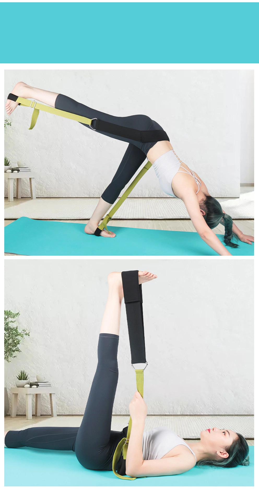 3 Colors Waist Back Leg Stretch Strap/Yoga Fitness Band