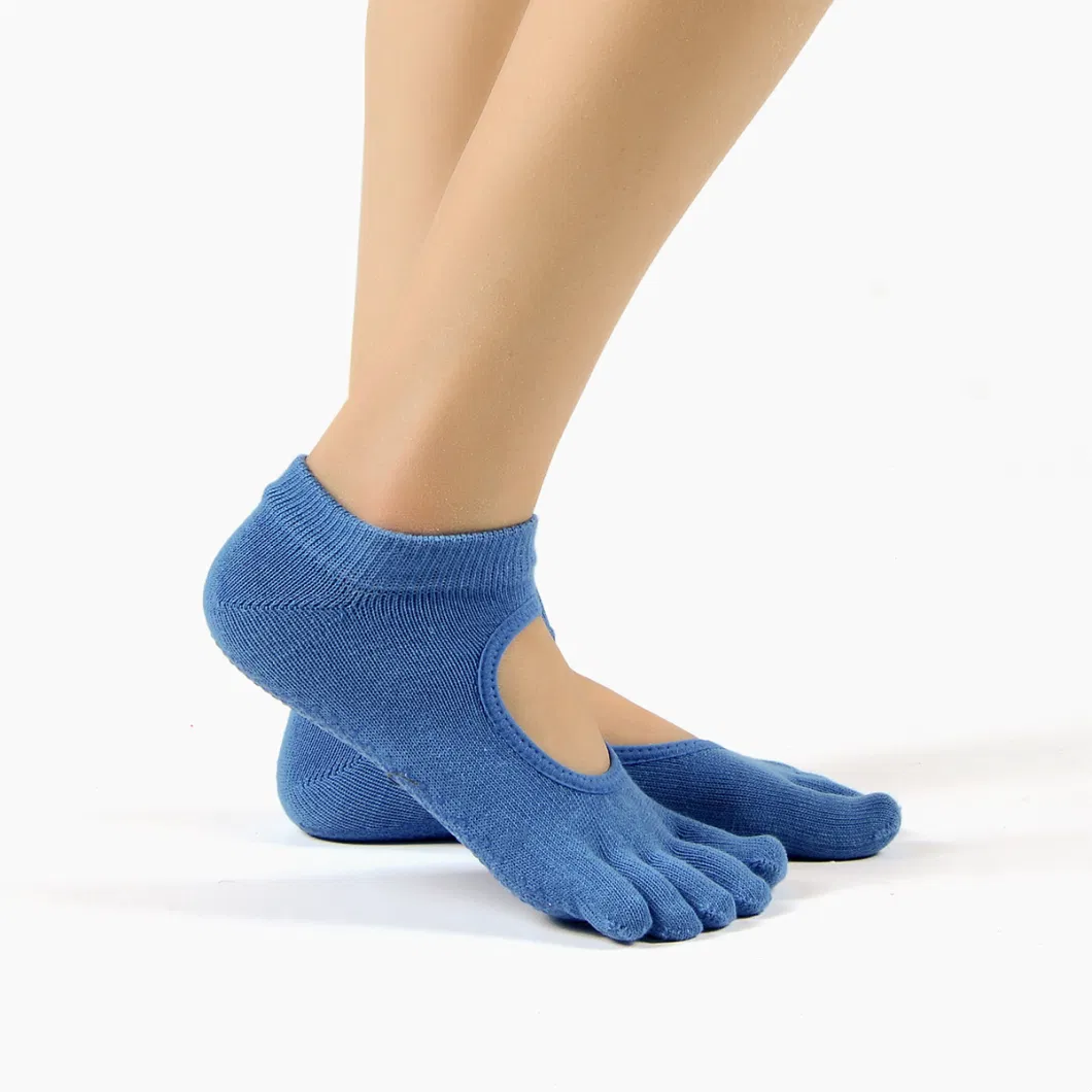 Women&prime;s Full-Toe Backless Yoga Five Fingers Separate Non-Slip Digging Socks