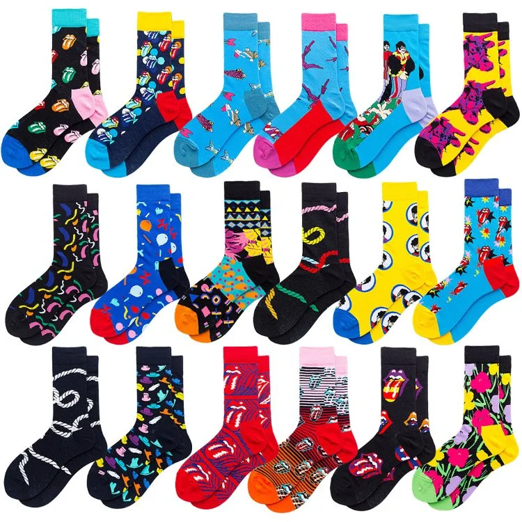 Adults Custom Sock Happy Design High Elastic Colorful Dress Breathable Sport Sock Cotton Fashion Women Men Socks