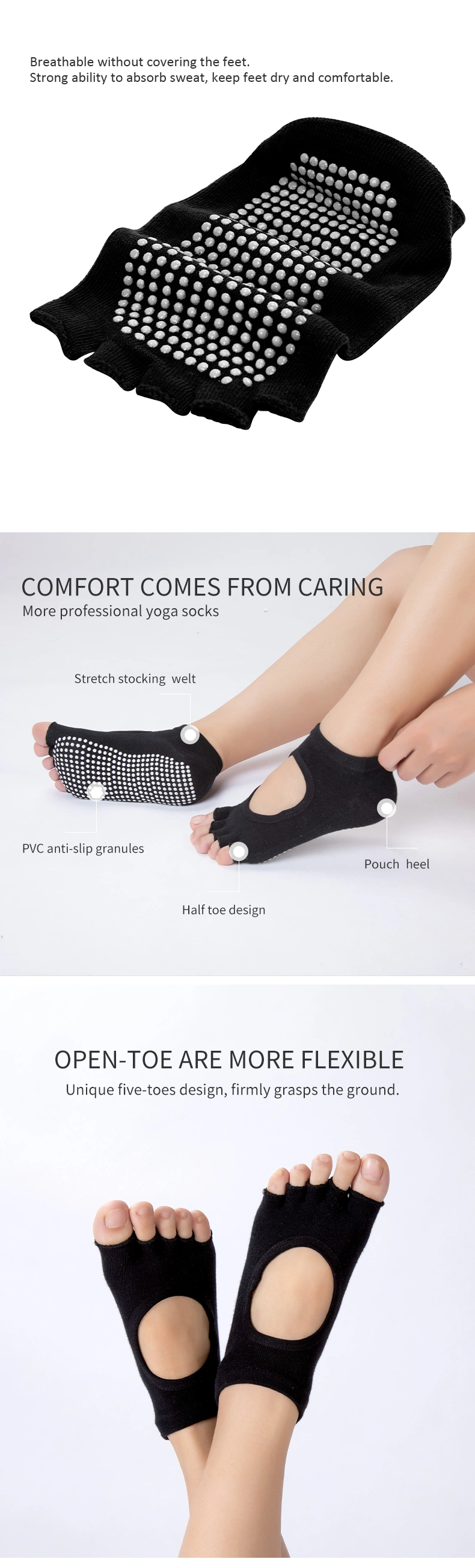 Sports OEM Silicon Cotton Breathable Anti-Rub Yoga Sock