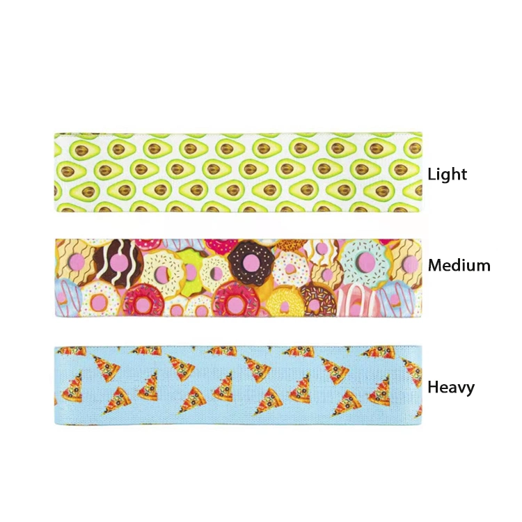 Fruit Food Pattern Non Slip Elastic Fabric Resistance Band Set for Women, Bespoke Avocado Print Home Fitness Workout Hip Bands