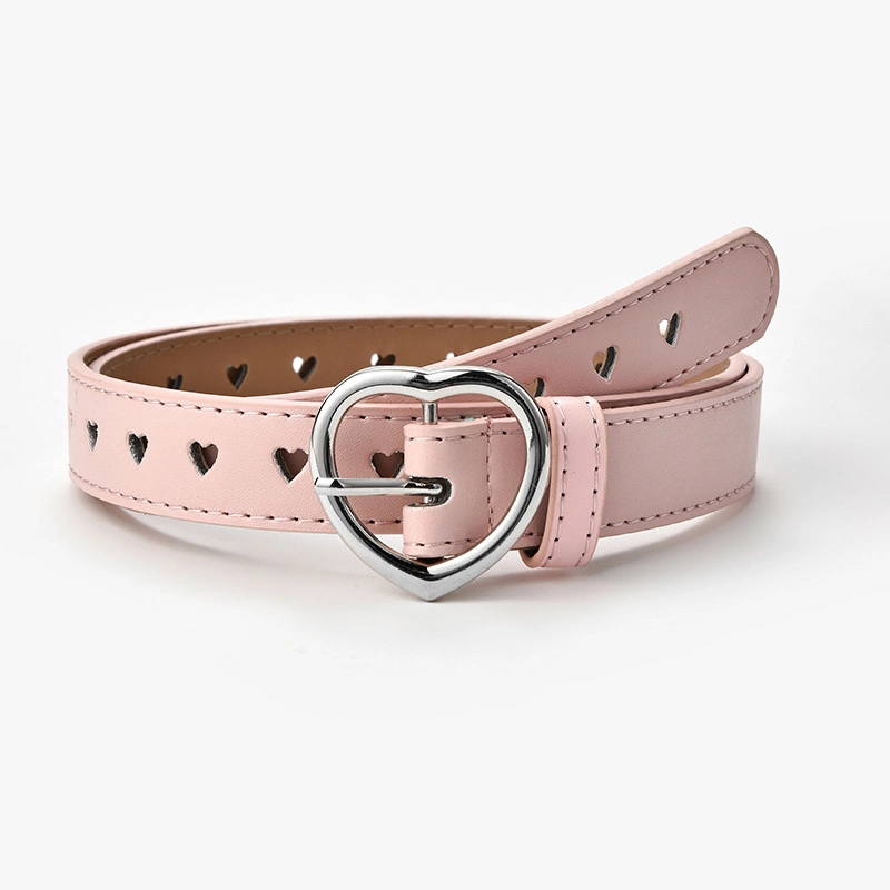 Fashion Waist Belt Women&prime;s PU Leather Belt Buckle Heart Style Waist Jeans Adjustable Band