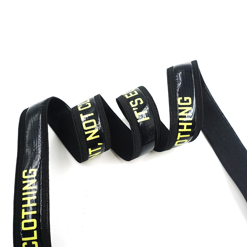 Custom Logo Printed Non-Slip Polyester Nylon Spandex Silicone Coated Tape Elastic Webbing Band Belt Gripper for Underwear