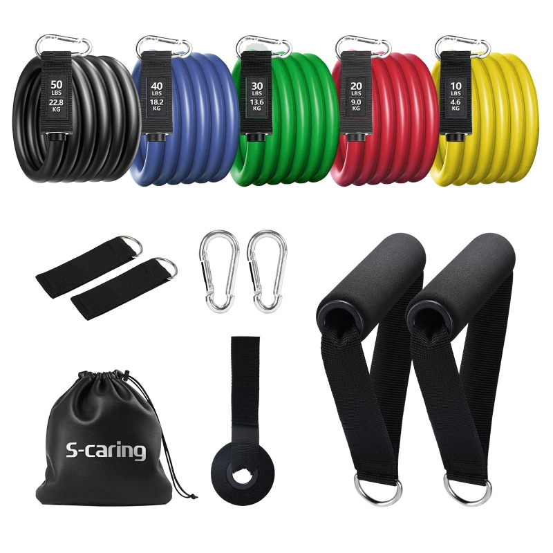 Sincoare Exercise Fitness 11 PCS Set Handle Tube Resistance Bands, Training Tubes Fitness Workout Exercise Bands with Handle