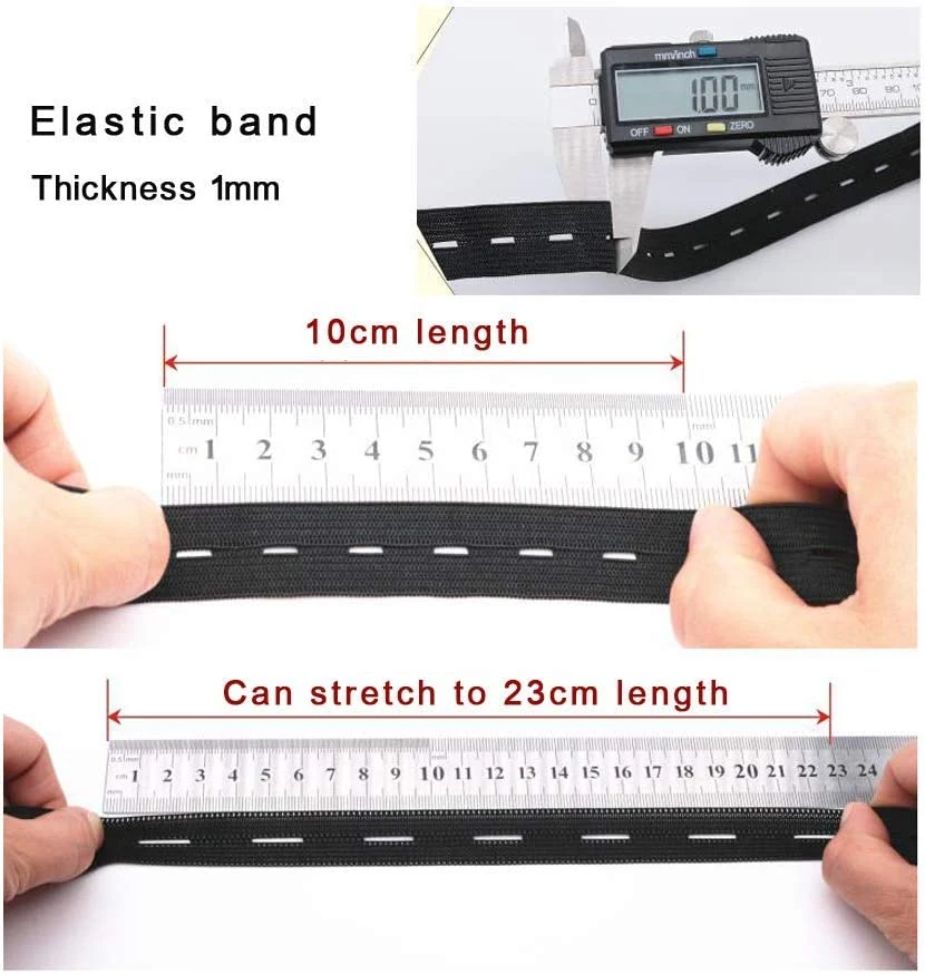 Custom Width High Elasticity Breathable Sewing Knitted Buttonhole Elastic Band for Waist Band Shorts Skirt