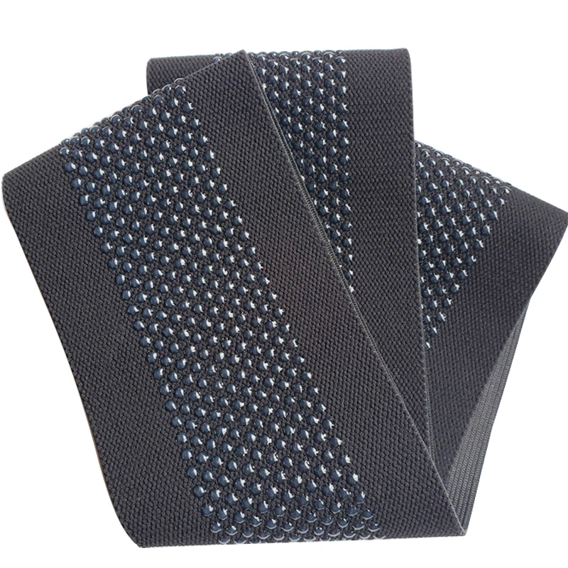 Custom Logo Printed Non-Slip Polyester Nylon Spandex Silicone Coated Tape Elastic Webbing Band Belt Gripper for Underwear