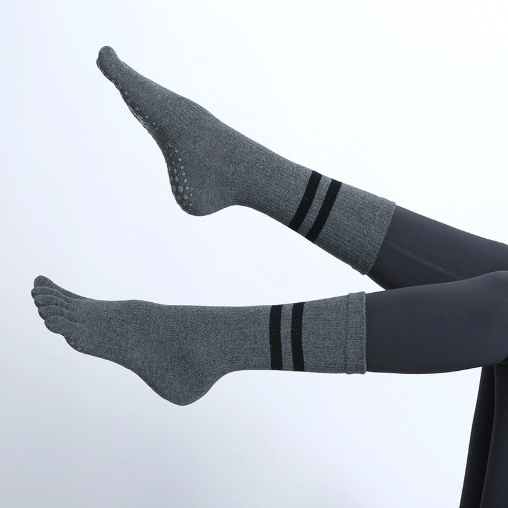 Toe Split Knee High Grip Socks Non-Slip Thermal Yoga Pilates Women Bl23481