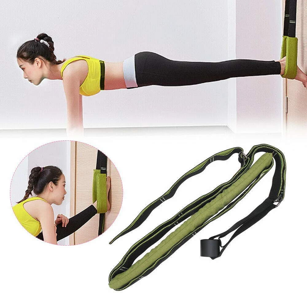 Yoga Leg Stretcher Strap W/ Door Anchor Waist Back Stretch Band Flexibility for Fitness Dance Yoga Gymnastics Cheer Splits Training Wyz13007