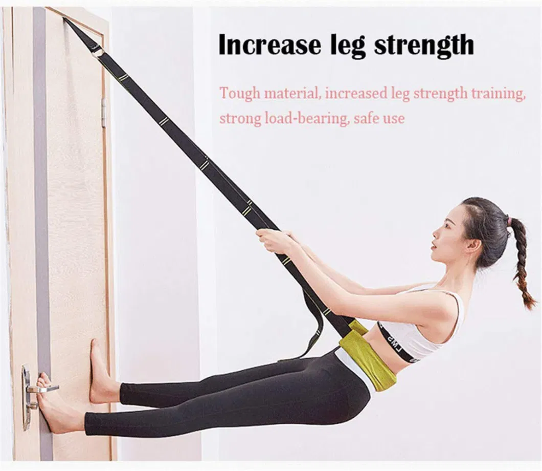 Yoga Leg Stretcher Strap W/ Door Anchor Waist Back Stretch Band Flexibility for Fitness Dance Yoga Gymnastics Cheer Splits Training Wyz13007